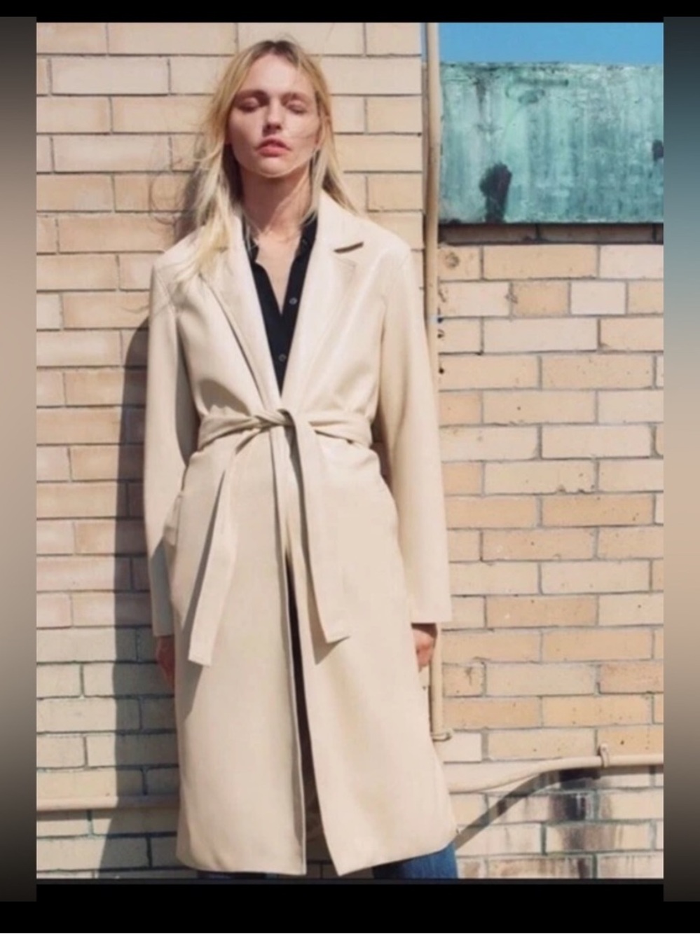 Zara Cream Belted Trench Coat Size XXL